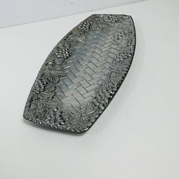 Lenox Grape Basket Weave Tray Bread Appetizer Metal Serveware Hollowware VTG - Picture 11 of 12
